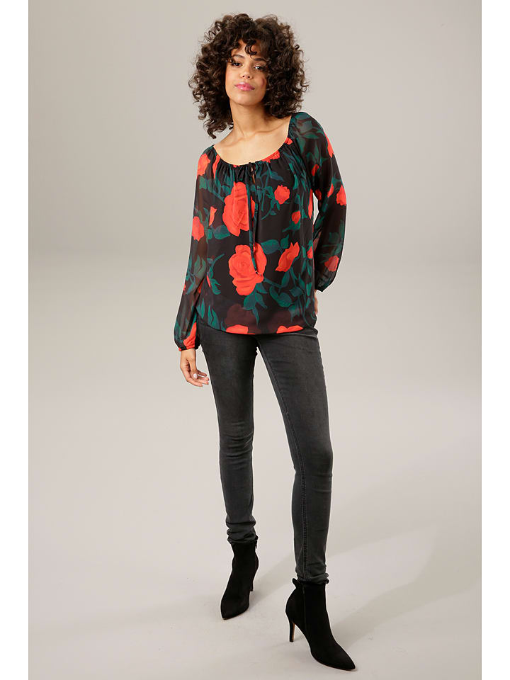 Aniston Bluzka w kolorze czarno-zielono-czerwonym rozmiar: 42
