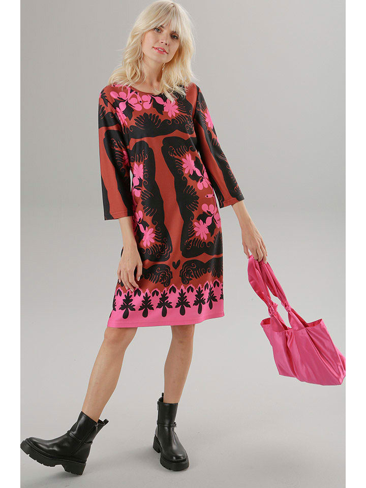 Aniston Sukienka w kolorze brązowo-czarno-różowym rozmiar: 48