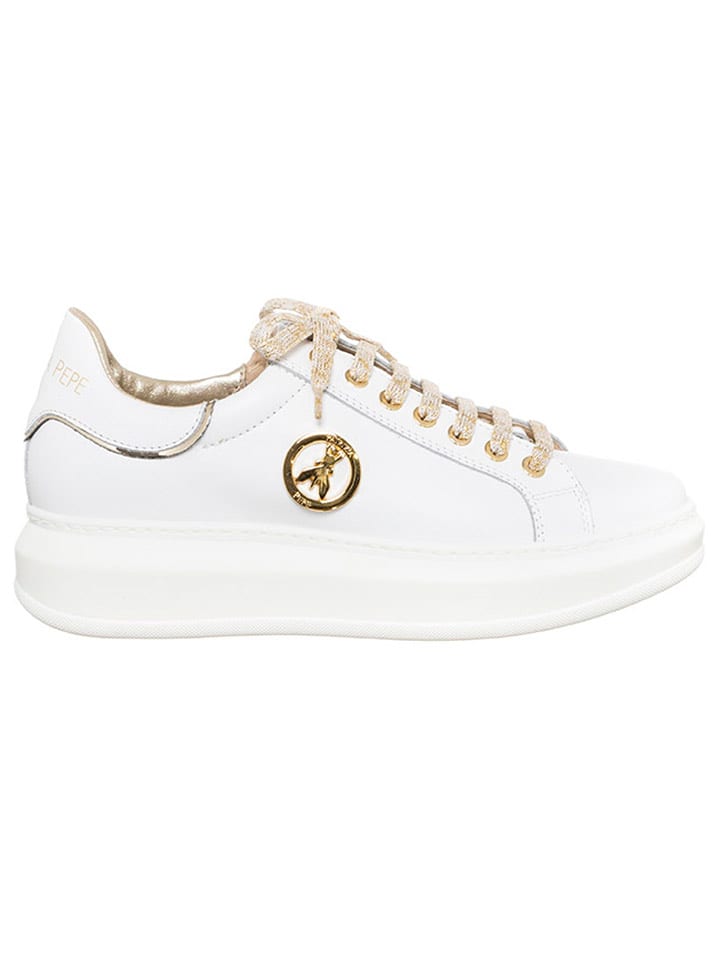 Patrizia Pepe Skórzane sneakersy w kolorze białym rozmiar: 40