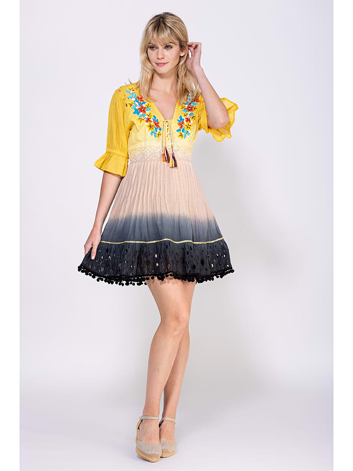 Sukienka w kolorze żółto-czarnym