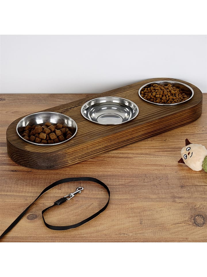 Scandinavia Concept Stojak w kolorze jasnobrązowym z miskami na karmę - 48 x 3 x 17 cm rozmiar: onesize