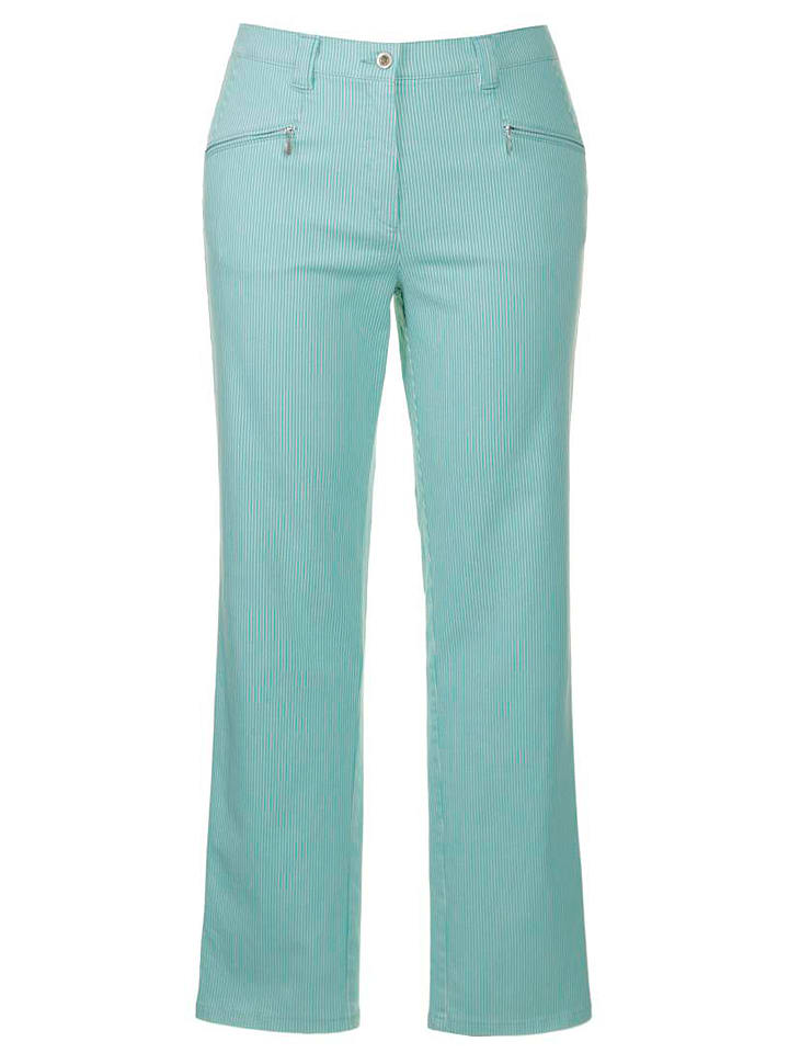 Spodnie sztruksowe "Mony" w kolorze turkusowym