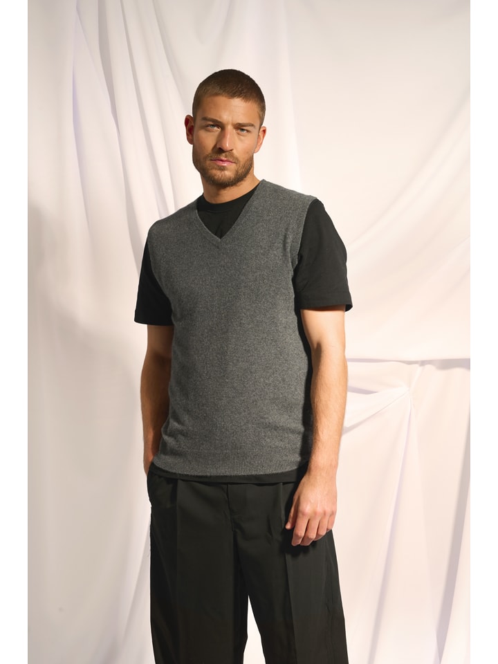 Just Cashmere Kaszmirowy bezrękawnik "Corki" w kolorze szarym rozmiar: XL