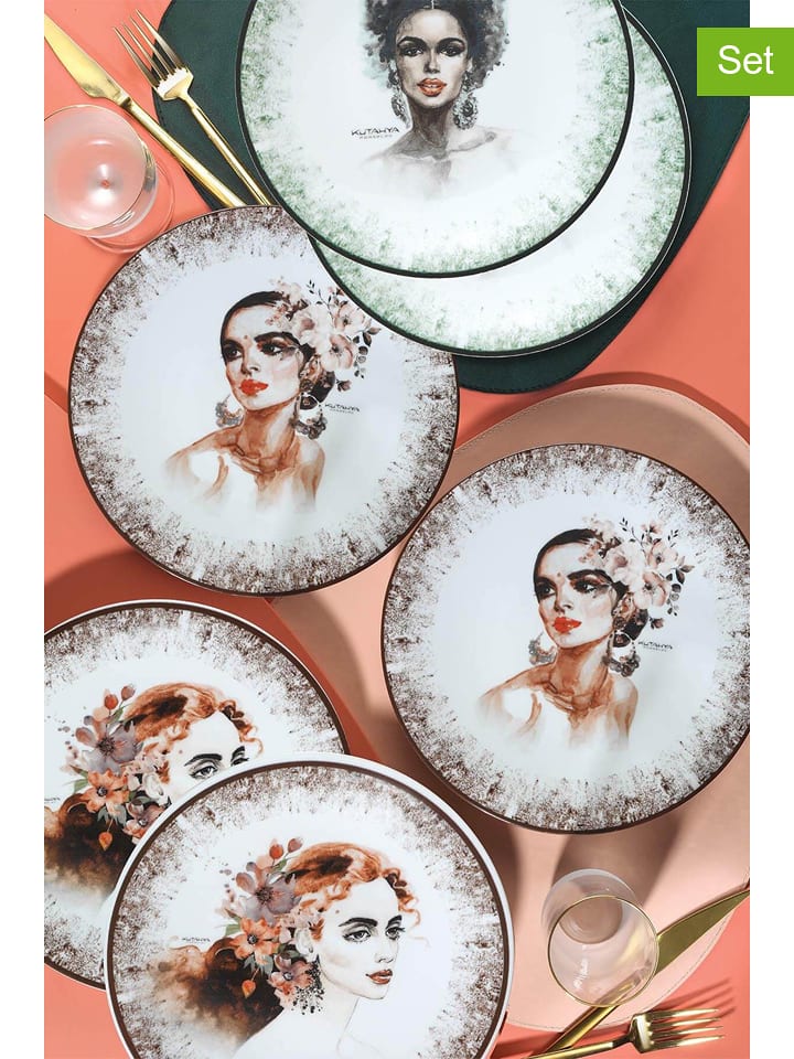 Talerze obiadowe (6 szt.) ze wzorem - Ø 27 cm