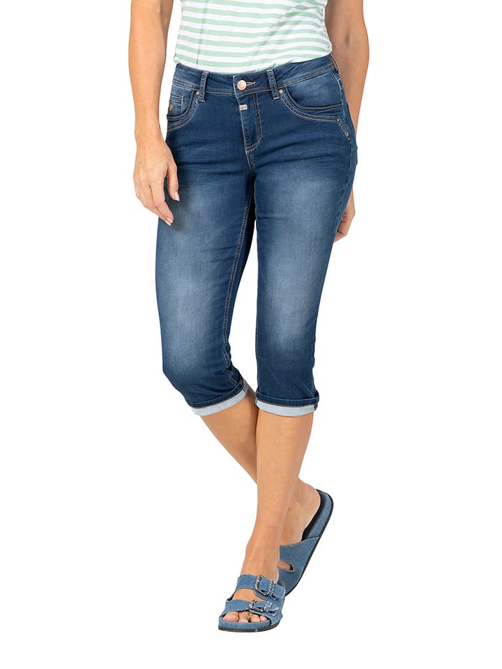 Timezone Rybaczki dżinsowe "Tali" - Slim fit - w kolorze granatowym rozmiar: W24