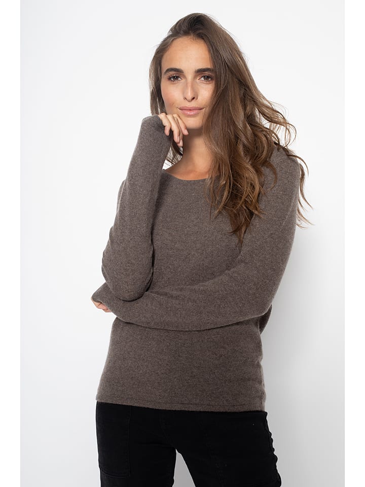 Kaszmirowy sweter "Vivian" w kolorze szarobrązowym