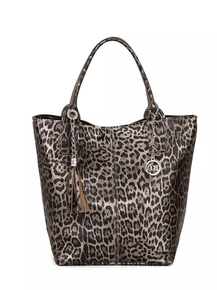 Mia Tomazzi Skórzany shopper bag "Barozzi" w kolorze szarobrązowym - 31 x 36 x 20 cm rozmiar: onesize