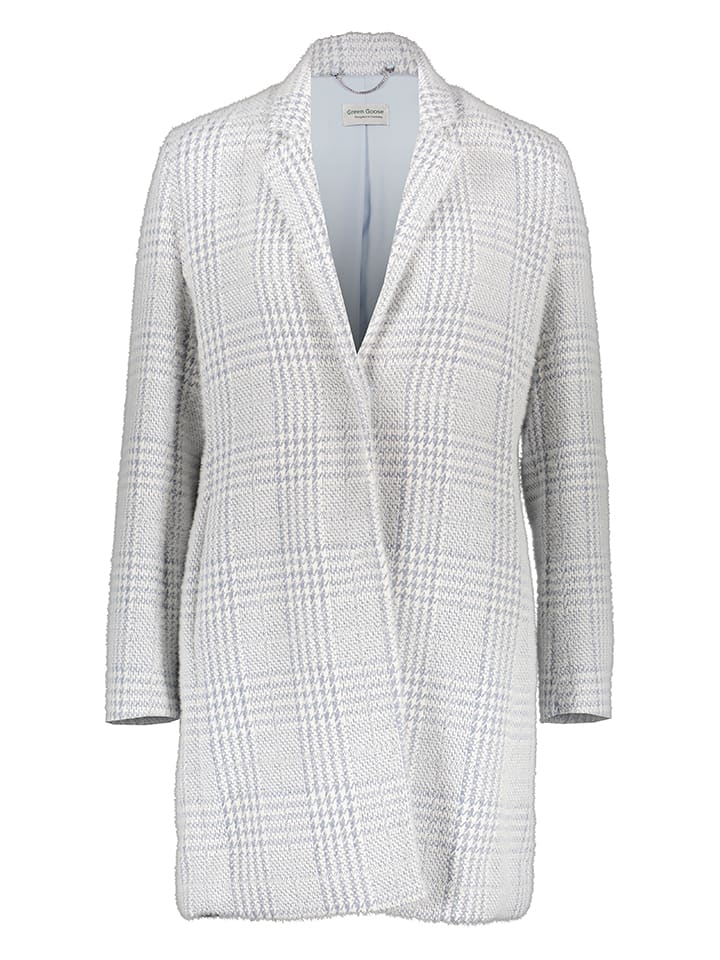 Płaszcz przejściowy "Vegan-Wool" w kolorze biało-niebieskim