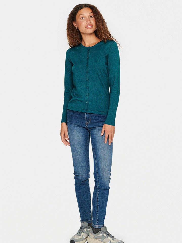 SAINT TROPEZ Kardigan "Saint Tropez" w kolorze morskim rozmiar: M