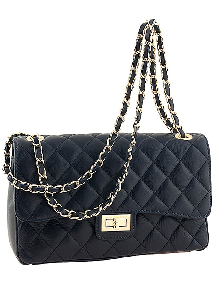 ORE10 Skórzana torebka "Edalea" w kolorze granatowym - 27 x 18 x 12 cm rozmiar: onesize