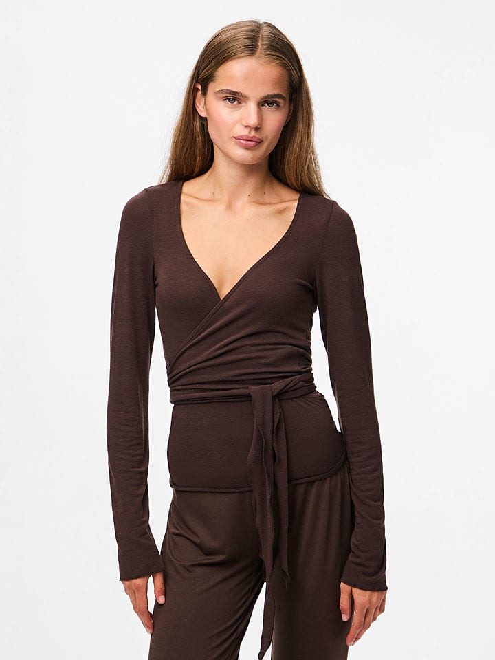 Pieces Koszulka "Pcroya" w kolorze ciemnobrązowym rozmiar: XS