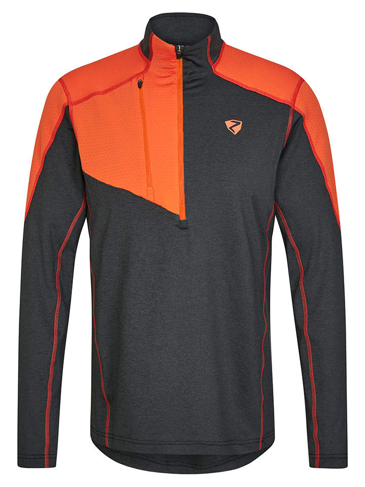 Ziener Koszulka funkcyjna "Japvo" w kolorze antracytowo-pomarańczowym rozmiar: 48