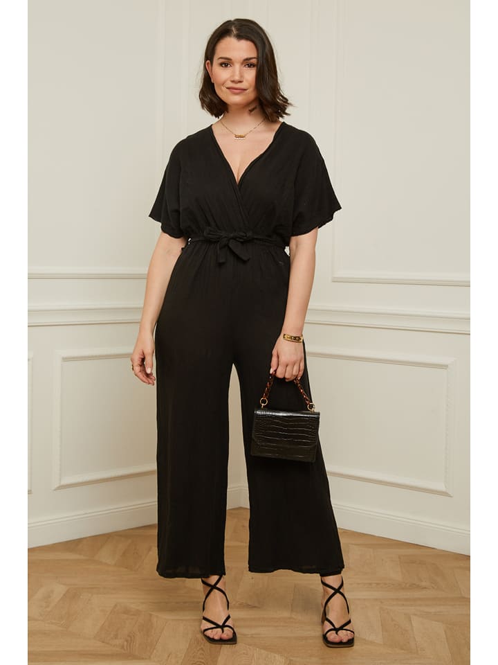 Lniany kombinezon w kolorze czarnym