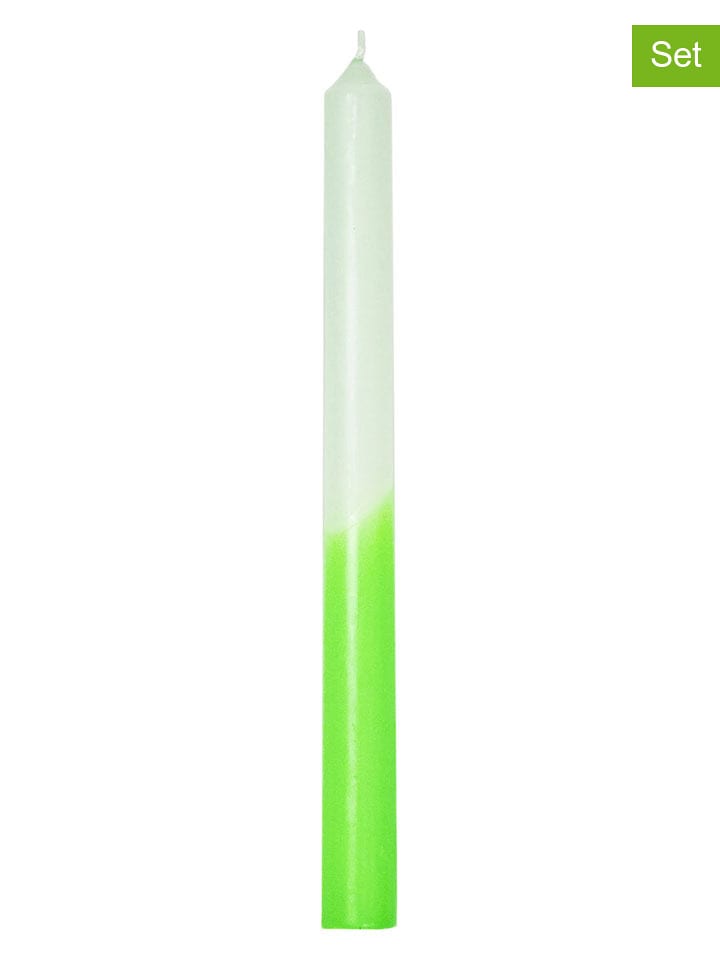 HouseVitamin Świece (4 szt.) w kolorze zielono-białym - wys. 25,8 x Ø 2,5 cm rozmiar: onesize