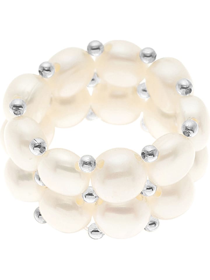 Pearline Pierścionek perłowy w kolorze kremowym rozmiar: onesize