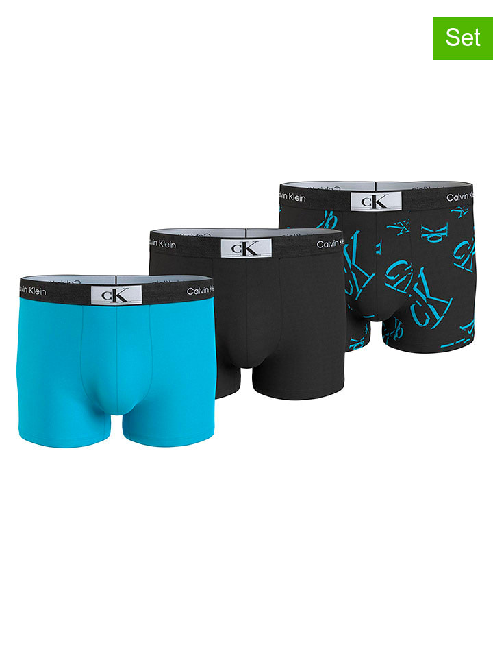 CALVIN KLEIN UNDERWEAR Bokserki (3 pary) w kolorze turkusowo-czarnym rozmiar: XL
