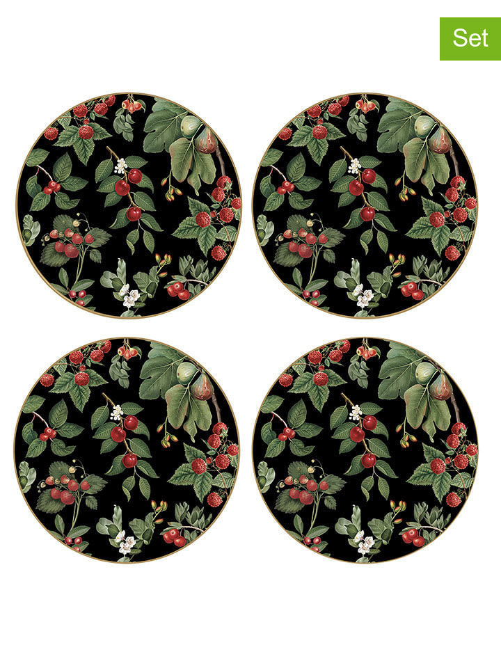 Easy Life Talerzyki deserowe (4 szt.) "Orchard" w kolorze czarnym - Ø 19 cm rozmiar: onesize