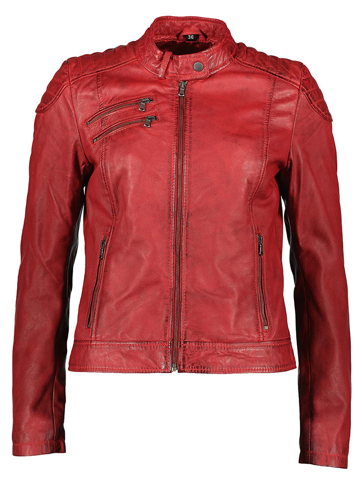 KRISS Skórzana kurtka "Ada" w kolorze czerwonym rozmiar: 38