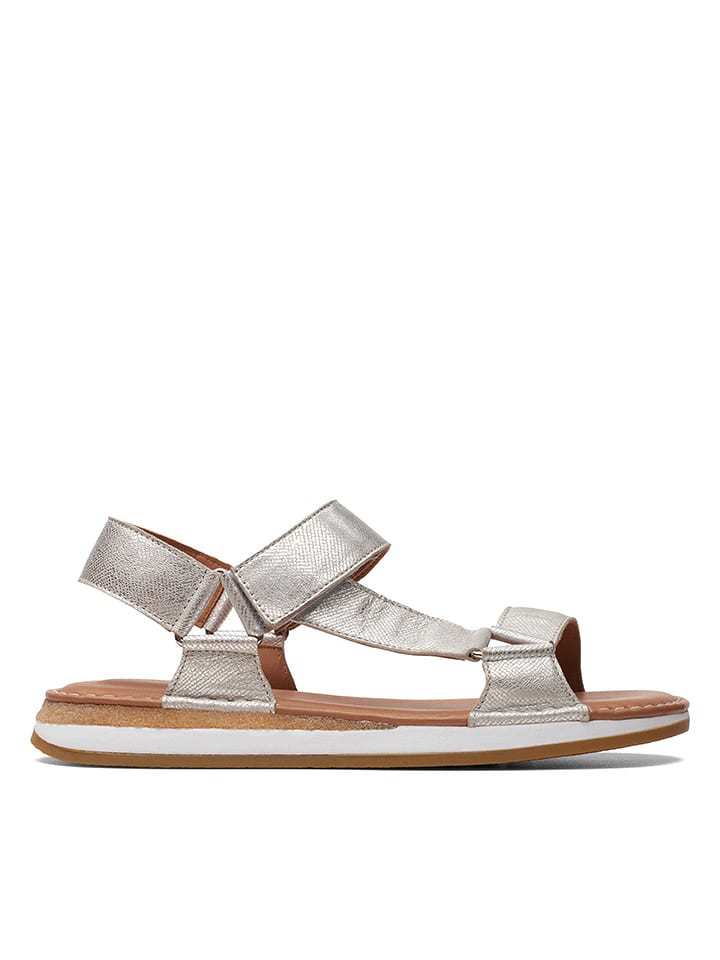 Clarks Skórzane sandały w kolorze srebrnym rozmiar: 41,5