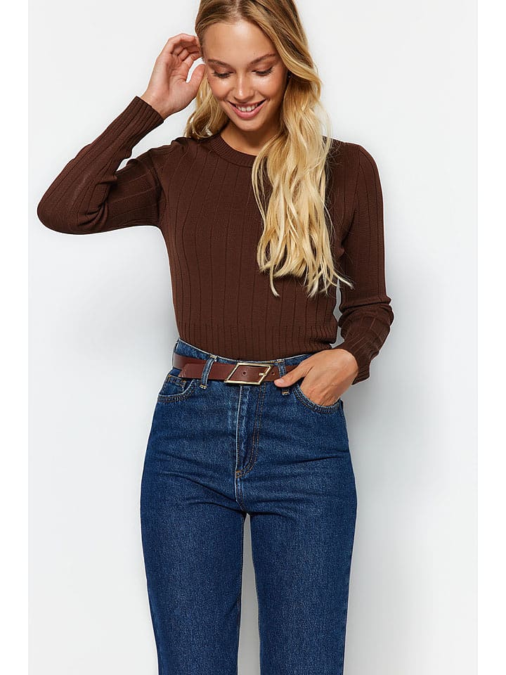 trendyol Sweter w kolorze ciemnobrązowym rozmiar: M