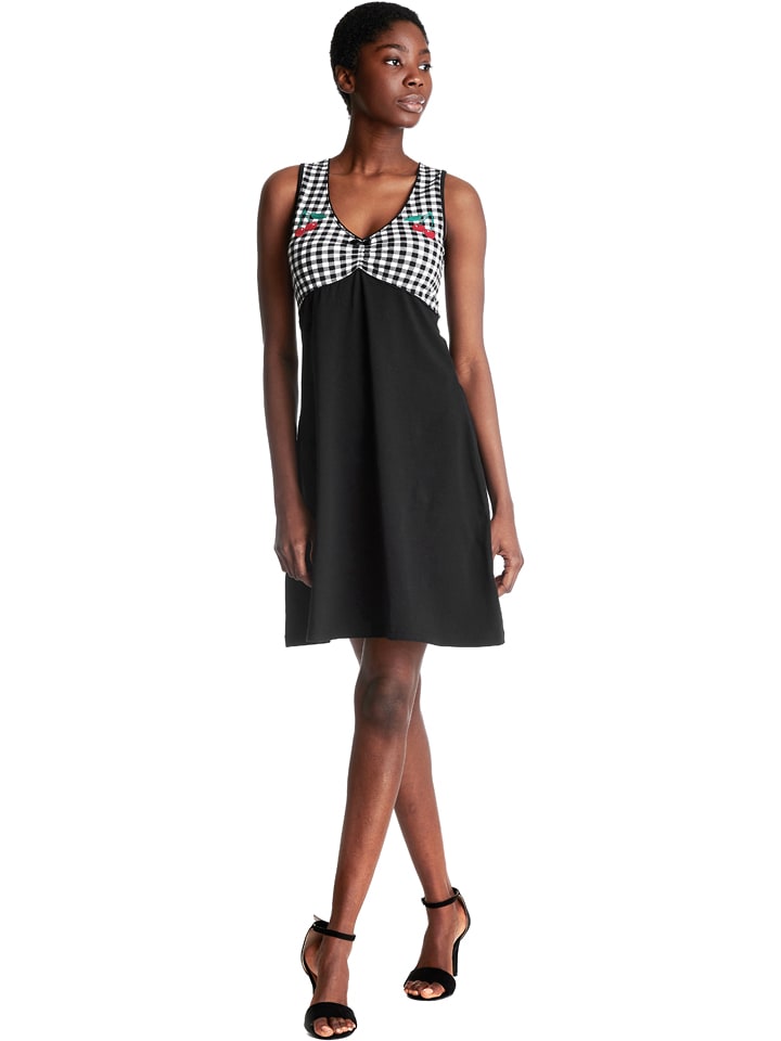 Pussy Deluxe Sukienka "Vichy Cherry" w kolorze czarno-białym rozmiar: M