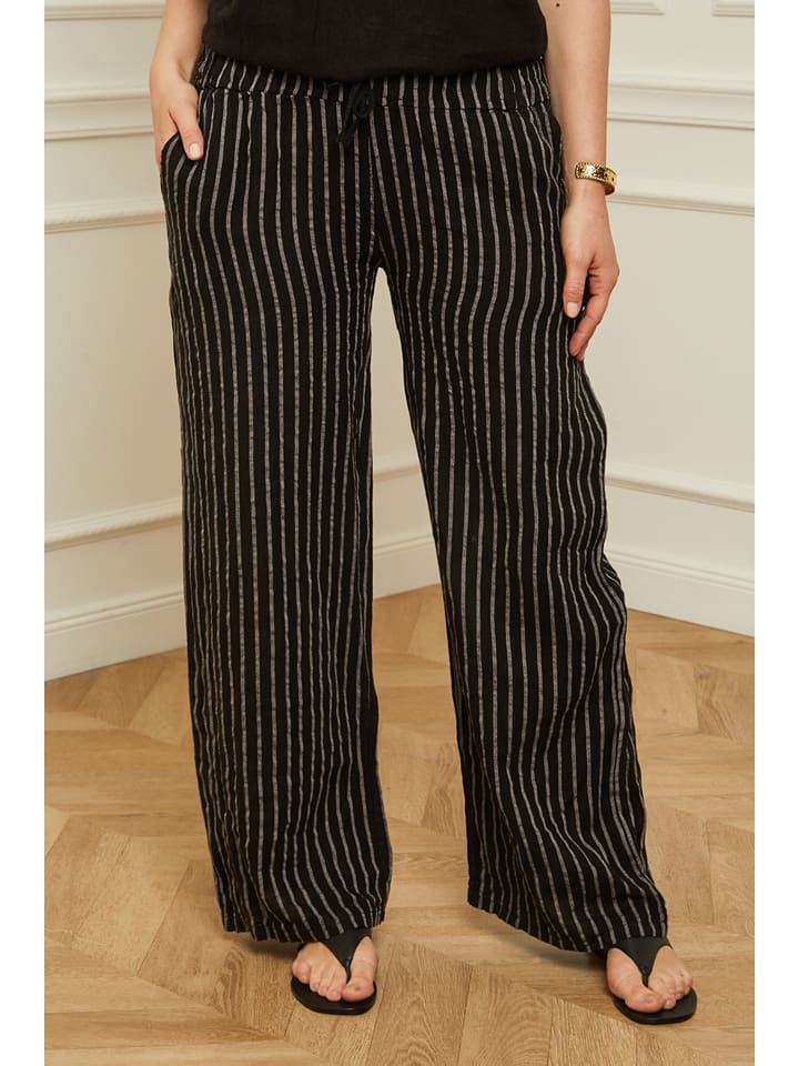 Lniane spodnie w kolorze czarnym