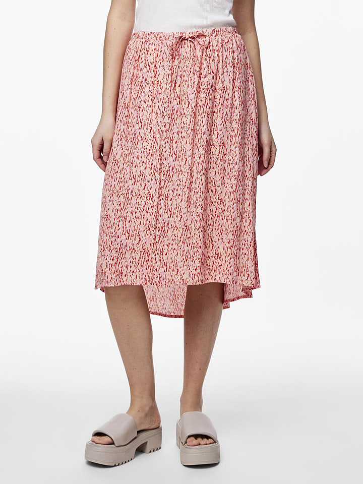 Pieces Spódnica w kolorze beżowo-czerwonym rozmiar: XL