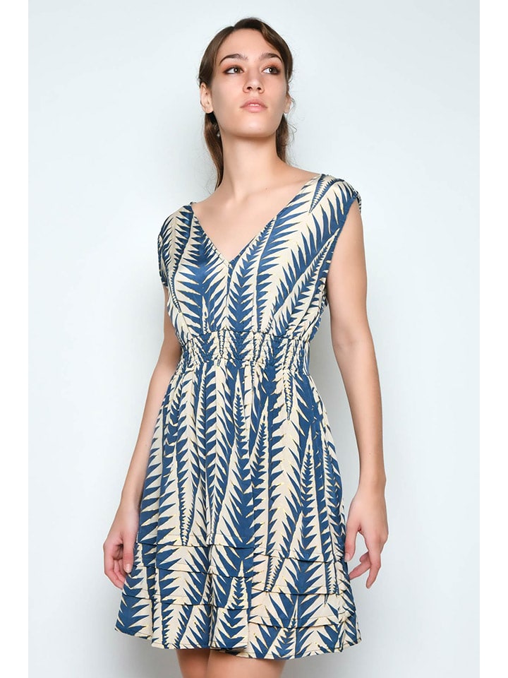 H.H.G. Sukienka w kolorze kremowo-granatowym rozmiar: L