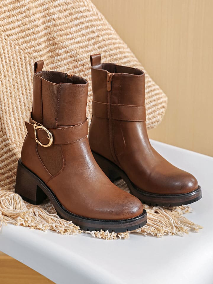 Sixth Sens Botki w kolorze jasnobrązowym rozmiar: 36