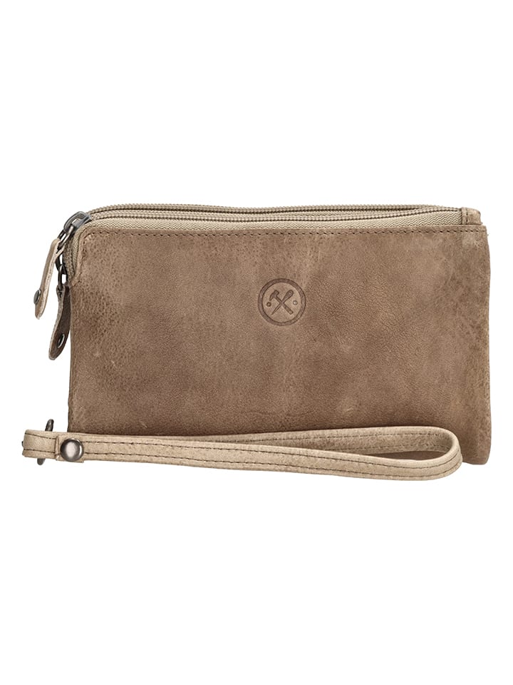 HIDE & STITCHES Skórzany portfel "Paint Rock" w kolorze beżowym - 16 x 9 x 2 cm rozmiar: onesize