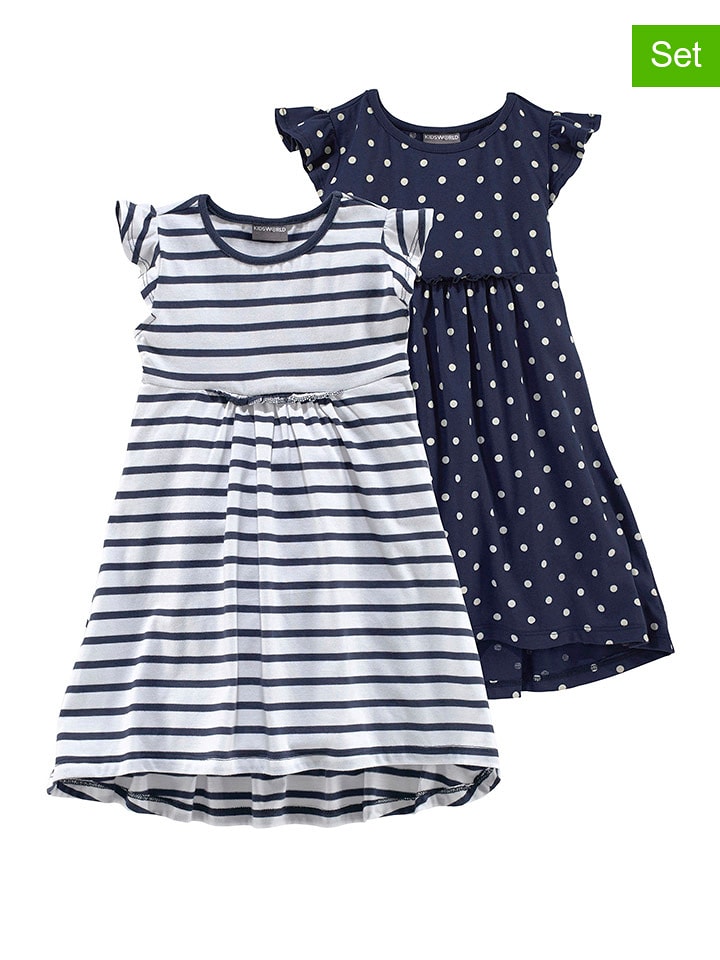 Kidsworld Sukienki (2 szt.) w kolorze biało-granatowym rozmiar: 92