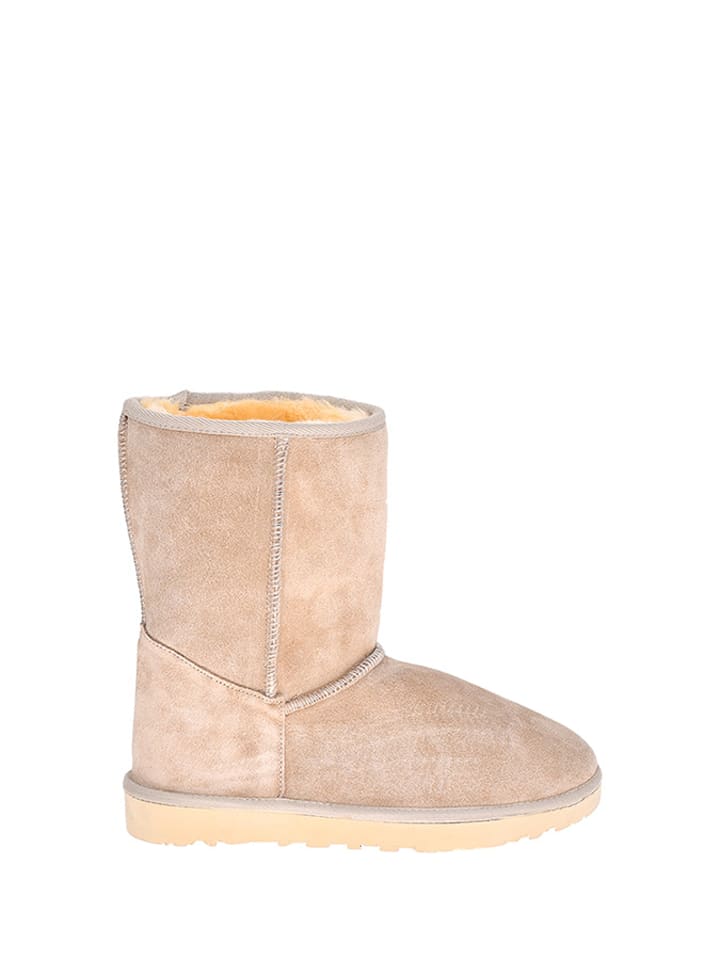 Skórzane botki w kolorze beżowym