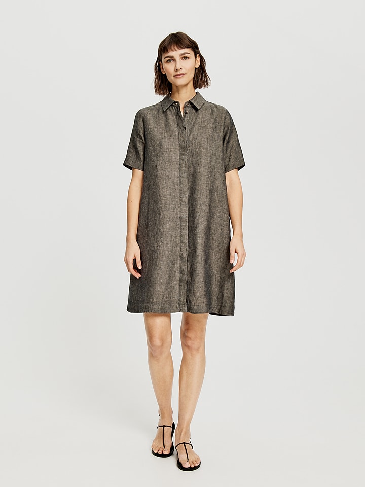 Lniana sukienka "Welika" w kolorze antracytowym