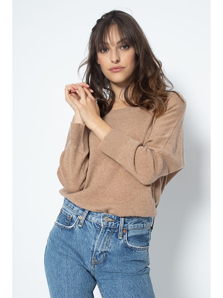 Kaszmirowy sweter w kolorze jasnobrązowym