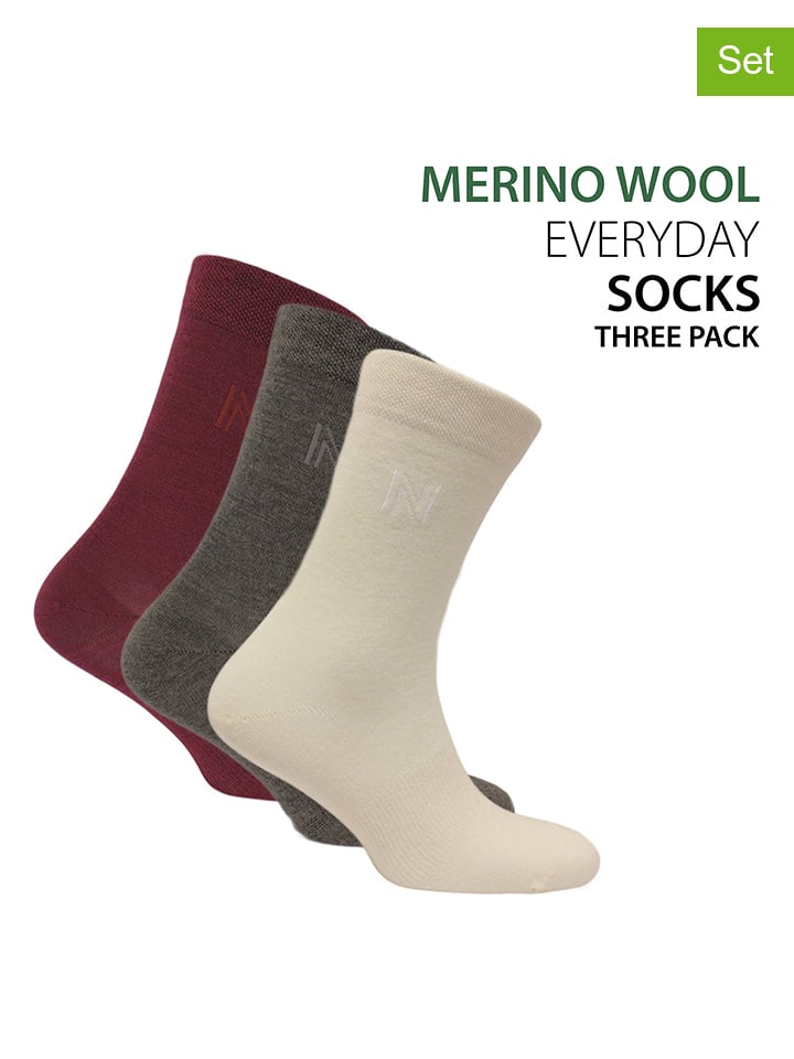 Norfolk Skarpety (3 pary) "Stockholm" w kolorze beżowo-brązowo-czerwonym rozmiar: 39-42