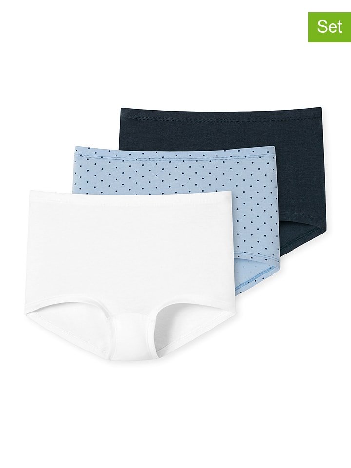 Schiesser Majtki (3 pary) w kolorze białym, granatowym i błękitnym rozmiar: 164