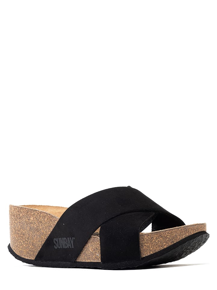 Sunbay Klapki "Sanoi" w kolorze czarnym na koturnie rozmiar: 39