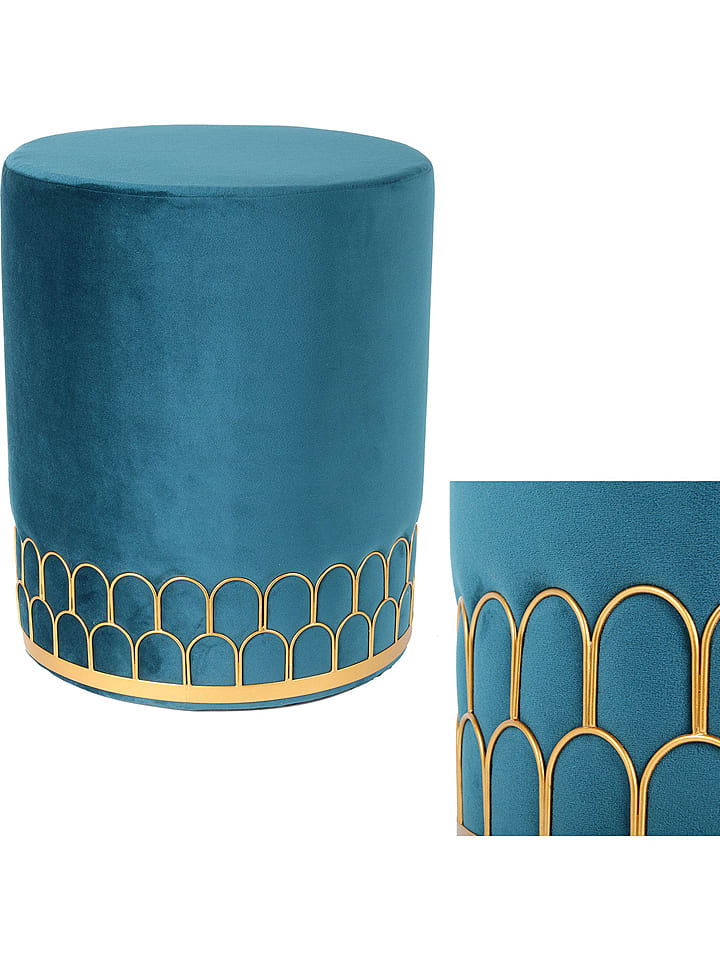 Hocker w kolorze morskim - wys. 43 x Ø 35 cm