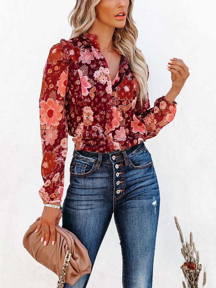 Milan Kiss Bluzka w kolorze bordowo-jasnoróżowym rozmiar: L