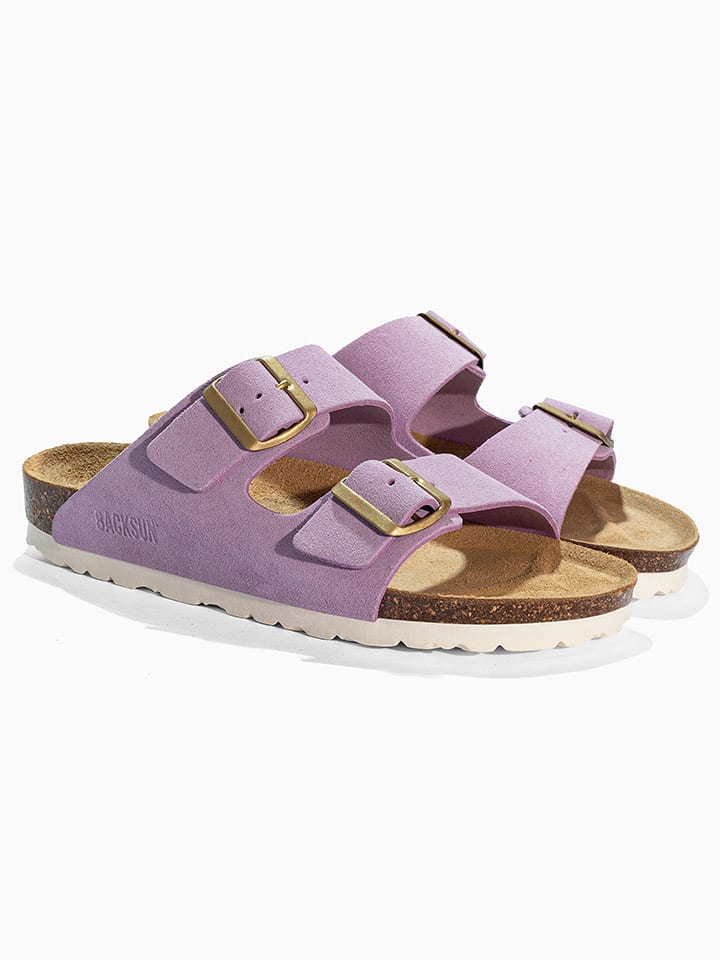 BACKSUN Skórzane klapki "Bali" w kolorze lawendowym rozmiar: 37