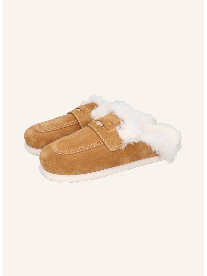 MELVIN & HAMILTON Skórzane kapcie "Anima 1" w kolorze jasnobrązowym rozmiar: 39