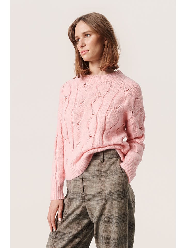 Soaked in Luxury Sweter "Gunn" w kolorze jasnoróżowym rozmiar: XS