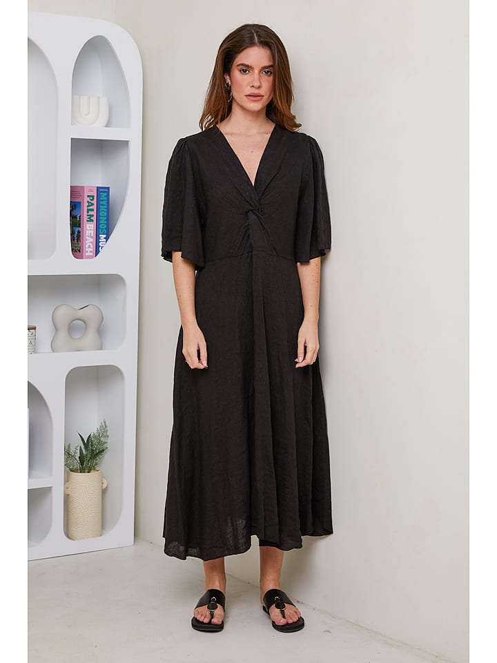 Le Monde du Lin Lniana sukienka w kolorze czarnym rozmiar: 38/40