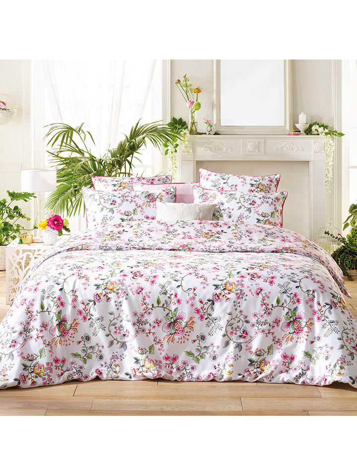 Cacharel Komplet pościeli satynowej "Jardin Secret" w kolorze jasnoróżowym rozmiar: 240x220 cm