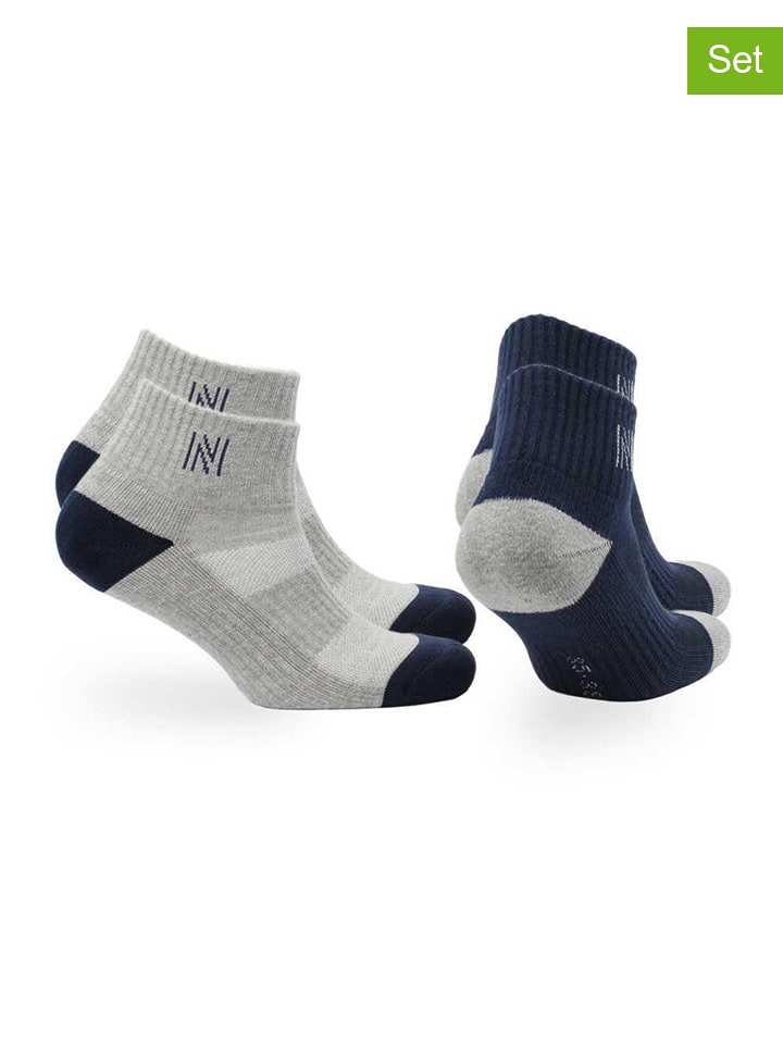 Norfolk Skarpety sportowe (2 pary) "Montreal" w kolorze szaro-granatowym rozmiar: 43-46