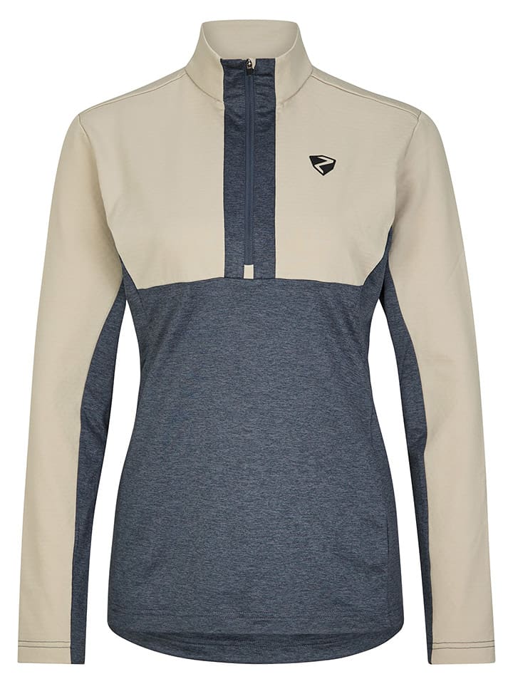 Ziener Koszulka funkcyjna "Japra" w kolorze beżowo-granatowym rozmiar: 34