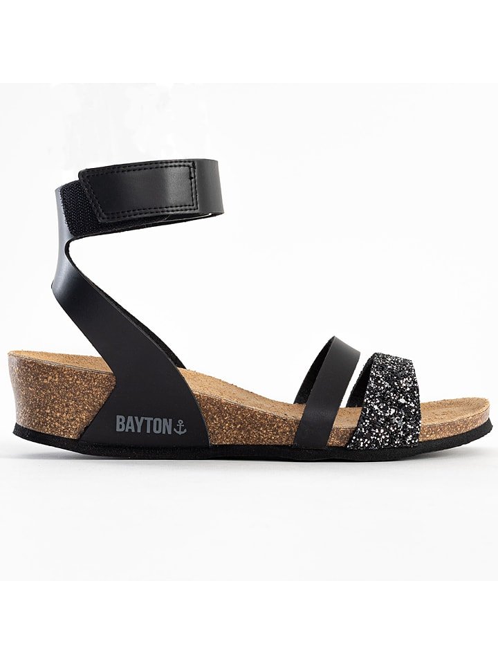 BAYTON Sandały "Otrante" w kolorze czarnym na koturnie rozmiar: 38