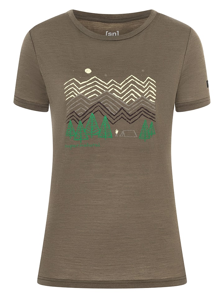 Koszulka "Camping Nights" w kolorze khaki