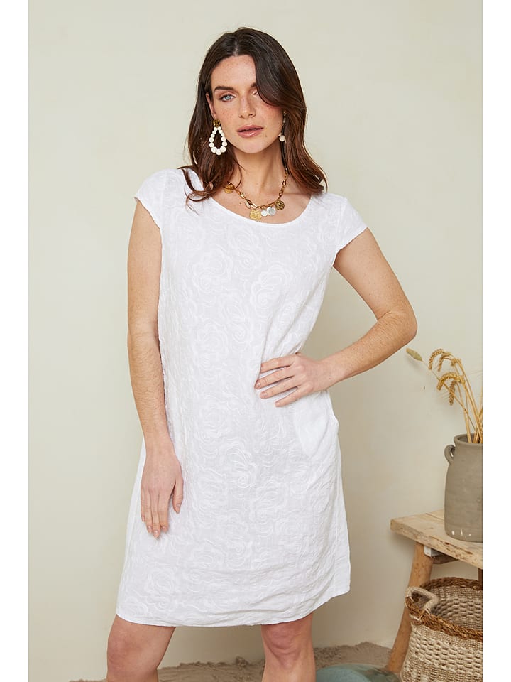 Le Monde du Lin Lniana sukienka w kolorze białym rozmiar: 34/36