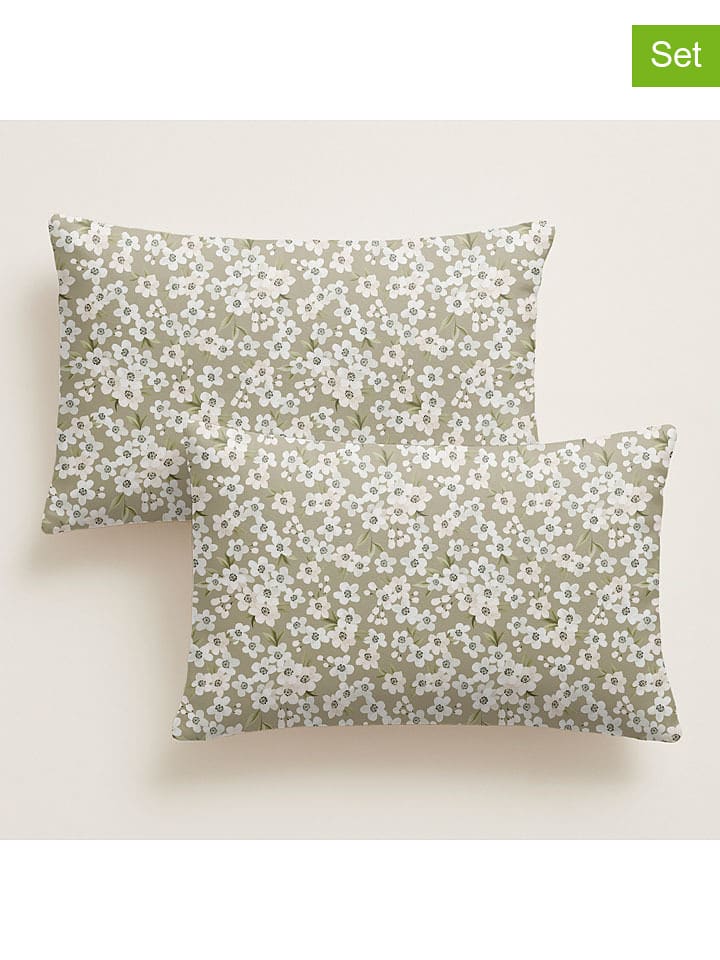 Pierre Cardin Perkalowe poszewki (2 szt.) w kolorze khaki na poduszkę rozmiar: 50x80 cm